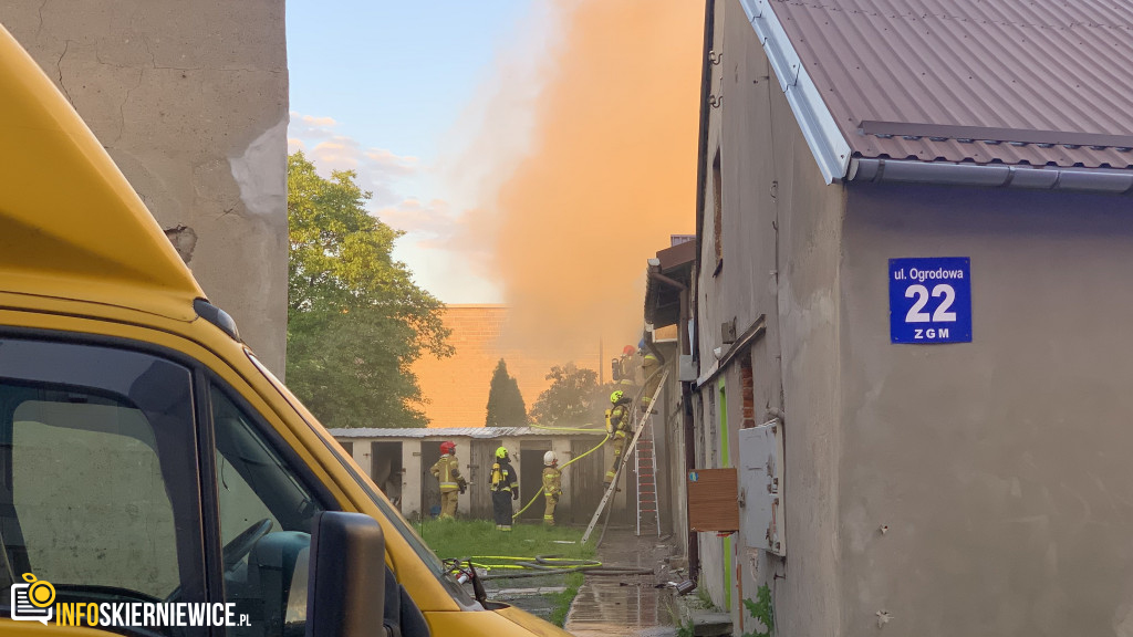 Pożar pustostanu przy ulicy Ogrodowej w Skierniewicach