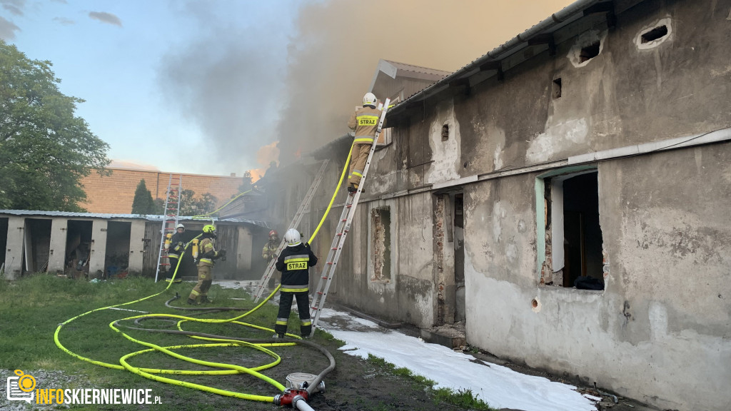 Pożar pustostanu przy ulicy Ogrodowej w Skierniewicach