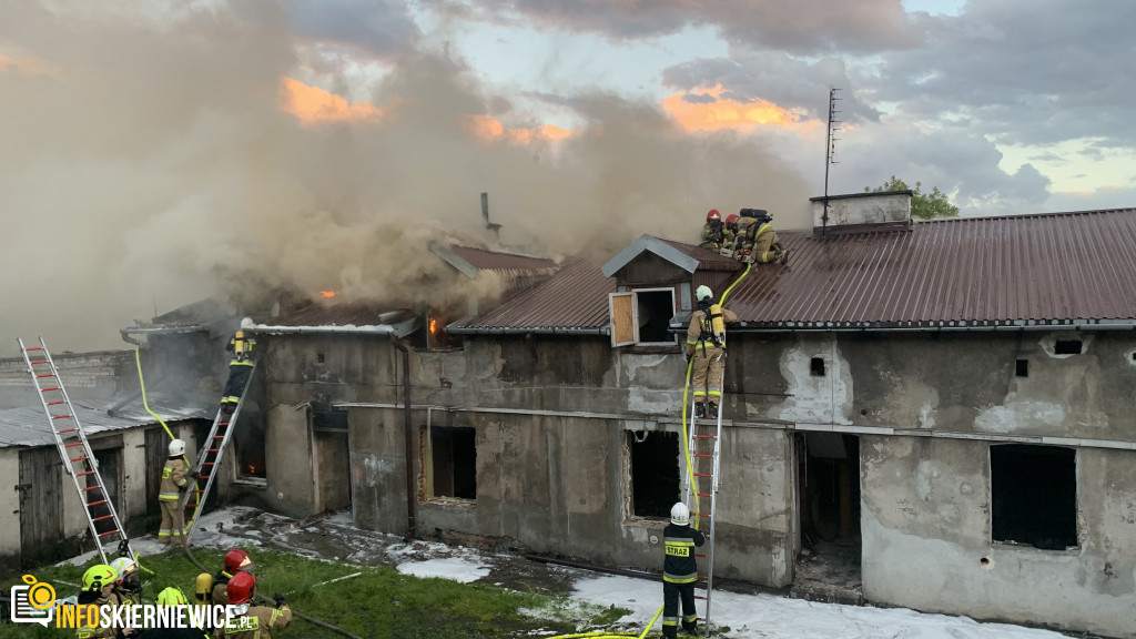 Pożar pustostanu przy ulicy Ogrodowej w Skierniewicach