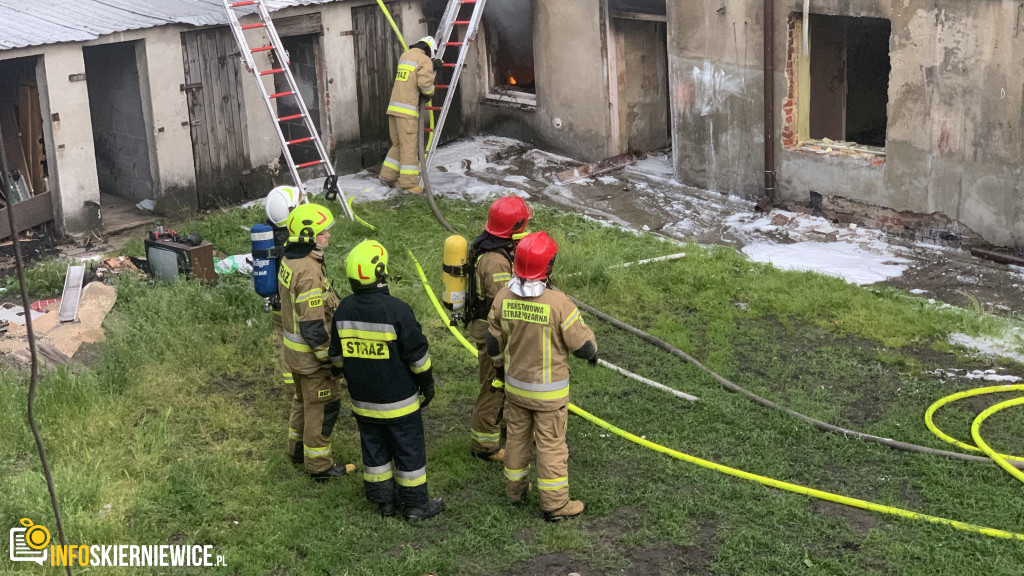 Pożar pustostanu przy ulicy Ogrodowej w Skierniewicach