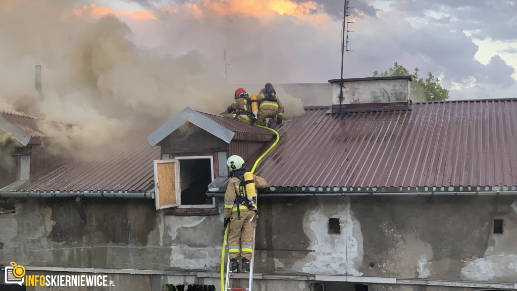 Pożar pustostanu przy ulicy Ogrodowej w Skierniewicach