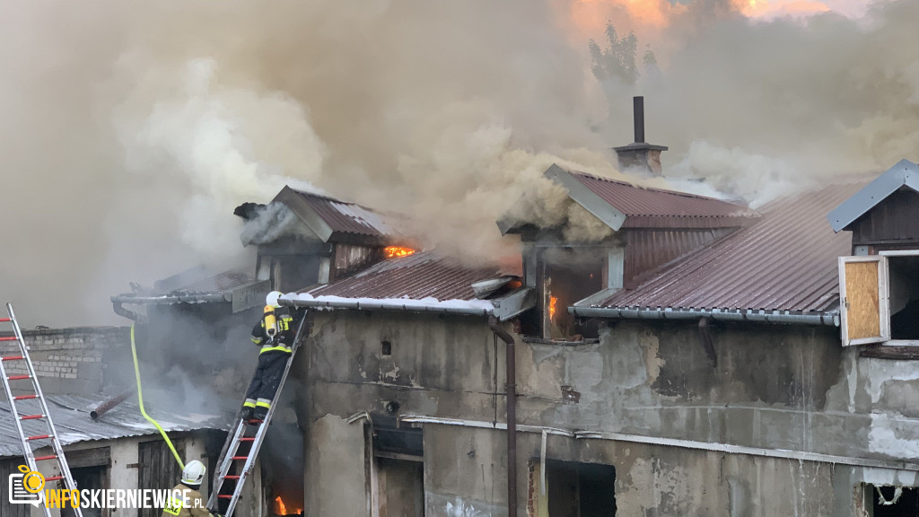 Pożar pustostanu przy ulicy Ogrodowej w Skierniewicach