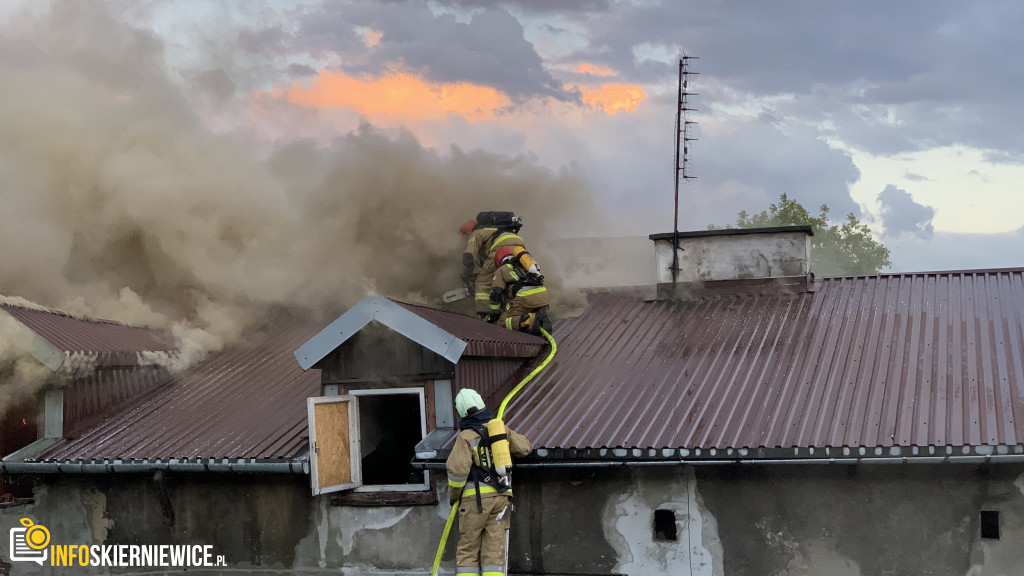 Pożar pustostanu przy ulicy Ogrodowej w Skierniewicach