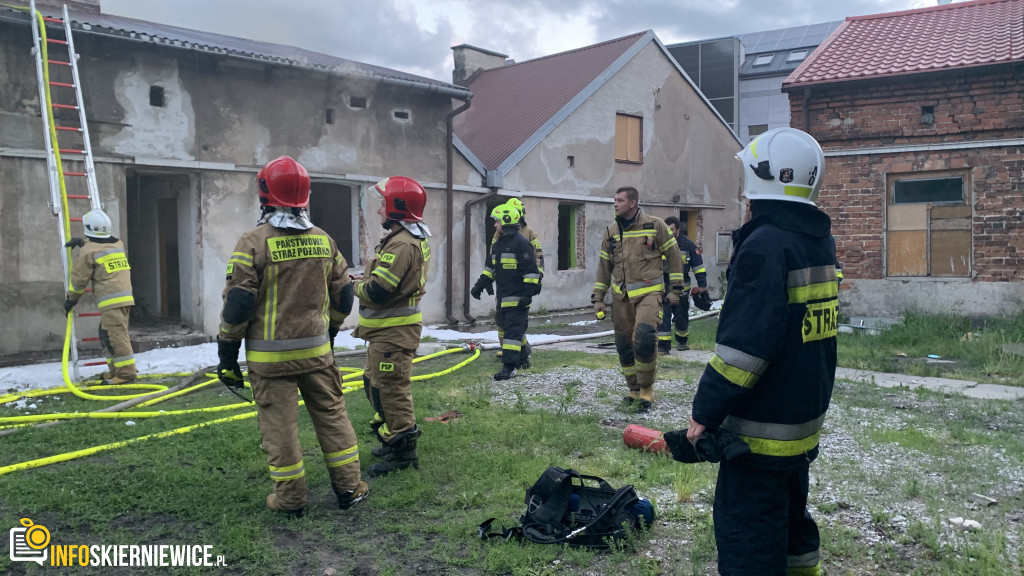 Pożar pustostanu przy ulicy Ogrodowej w Skierniewicach