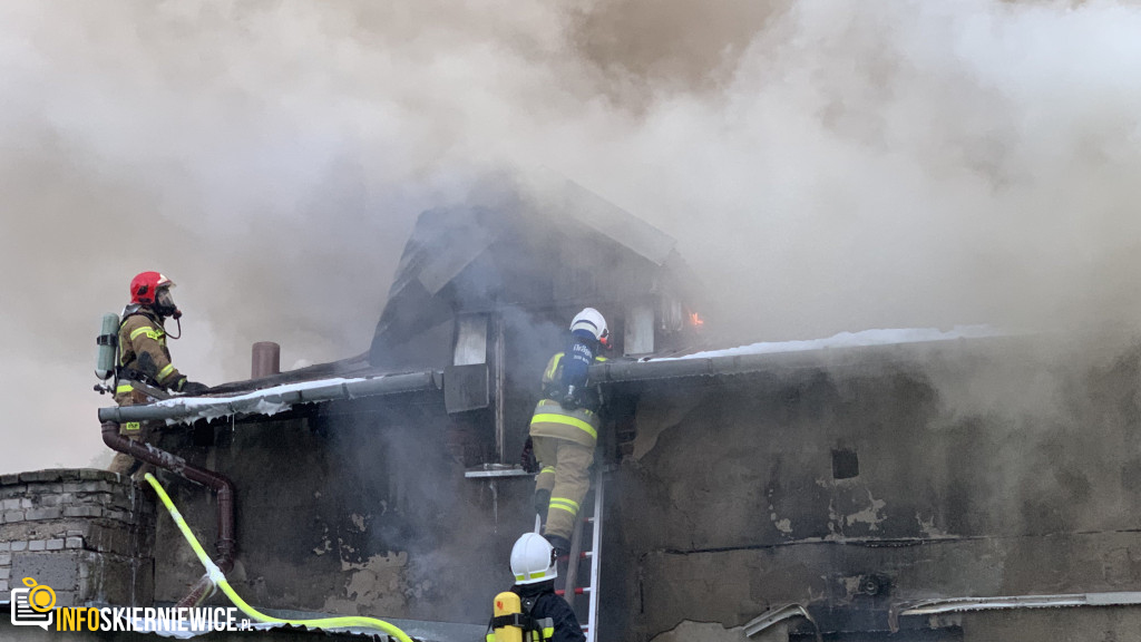 Pożar pustostanu przy ulicy Ogrodowej w Skierniewicach