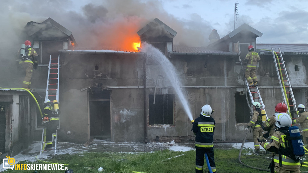 Pożar pustostanu przy ulicy Ogrodowej w Skierniewicach