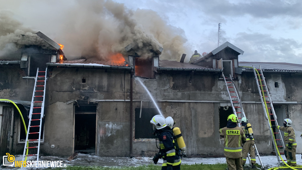 Pożar pustostanu przy ulicy Ogrodowej w Skierniewicach