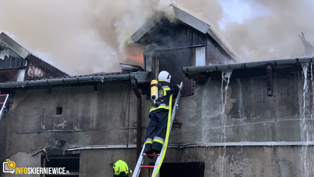 Pożar pustostanu przy ulicy Ogrodowej w Skierniewicach