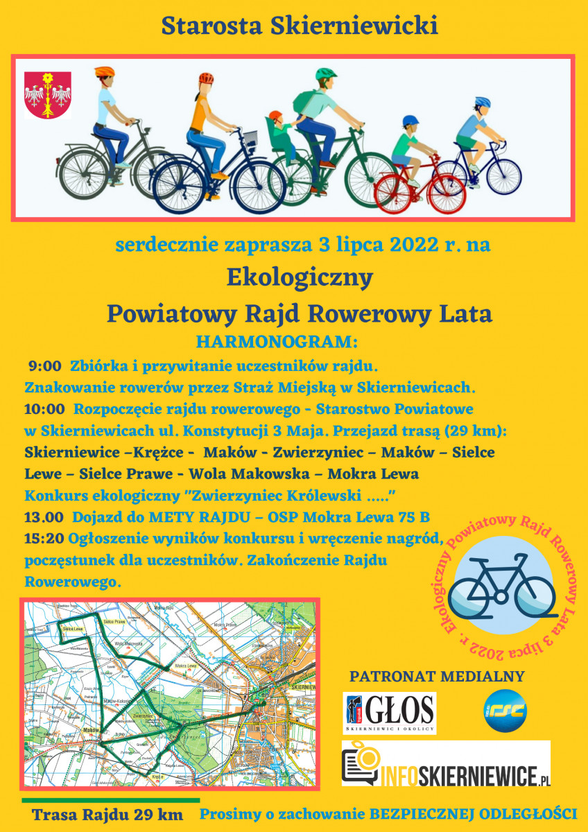 Plakat - Ekologiczny Powiatowy Rajd Rowerowy Lata 2022