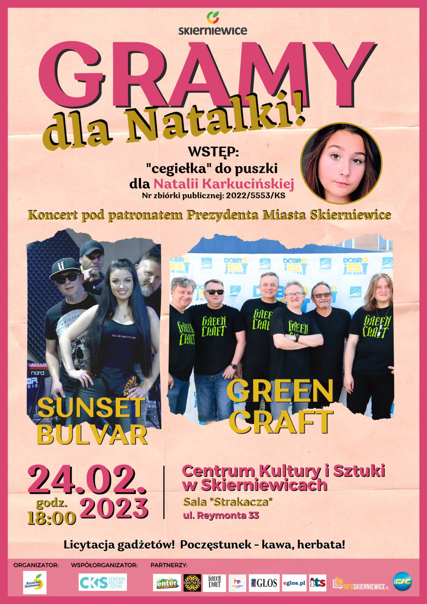 Koncert charytatywny 'Gramy dla Natalki' - zagrają SUNSET BULVAR oraz GREEN CRAFT w Skierniewicach