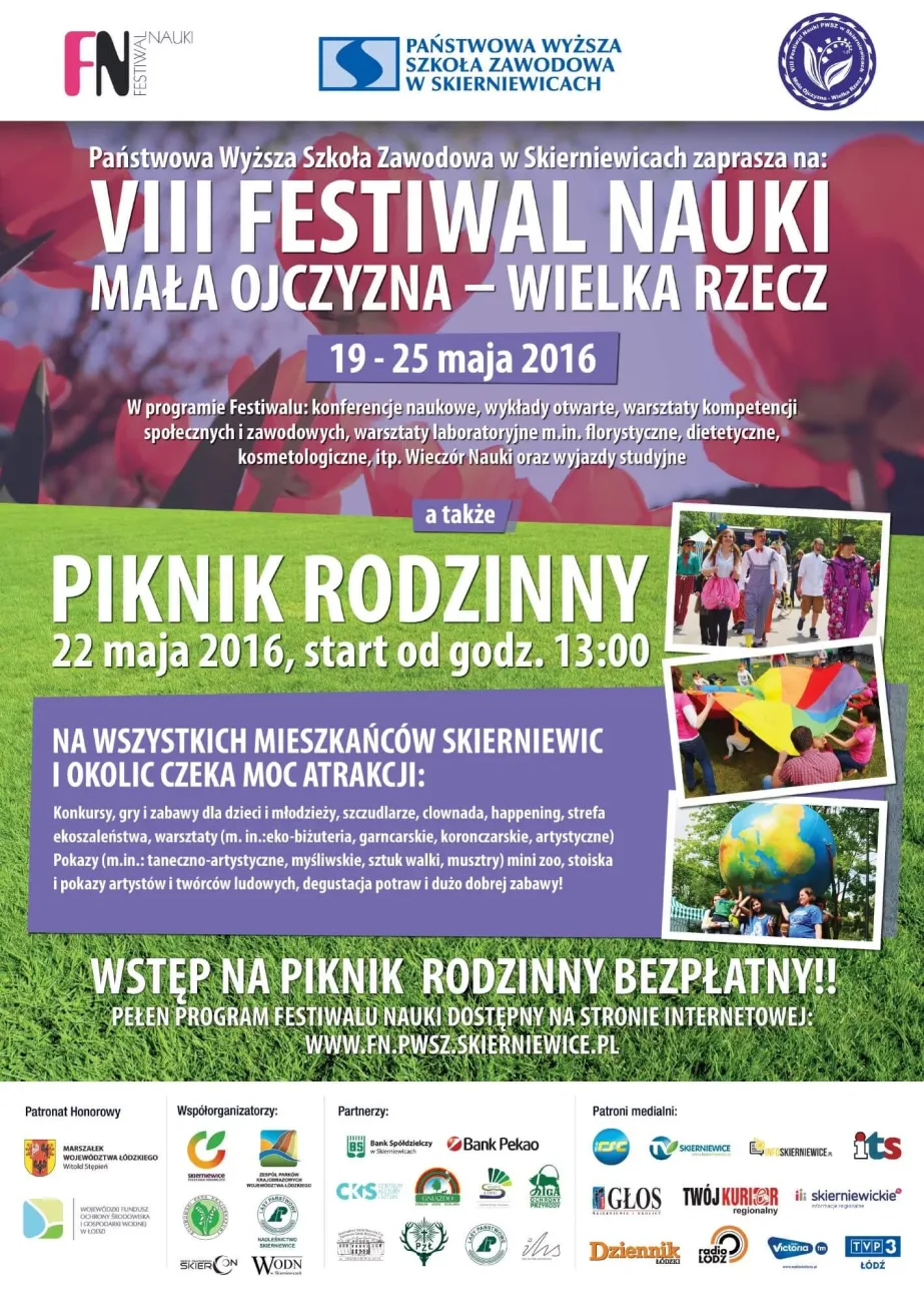 VIII Festiwal Nauki w Państwowej Wyższej Szkole Zawodowej w Skierniewicach 2 plakatfnviii