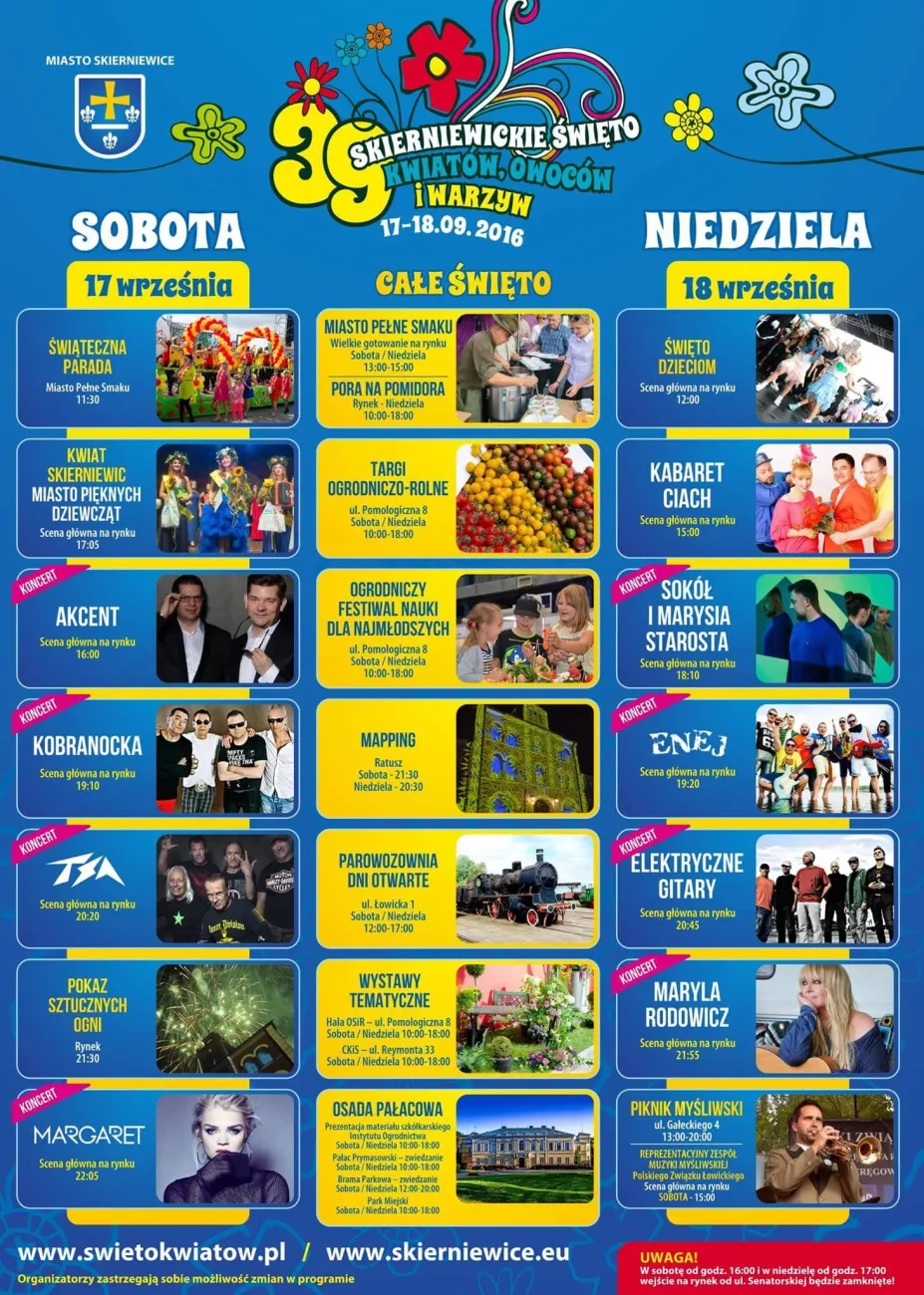 program święta kwiatów owoców i warzyw 2016, program SŚKOiW 2016, Święto Kwiatów, Owoców i Warzyw 2016 program, plan imprez święto kwiatów