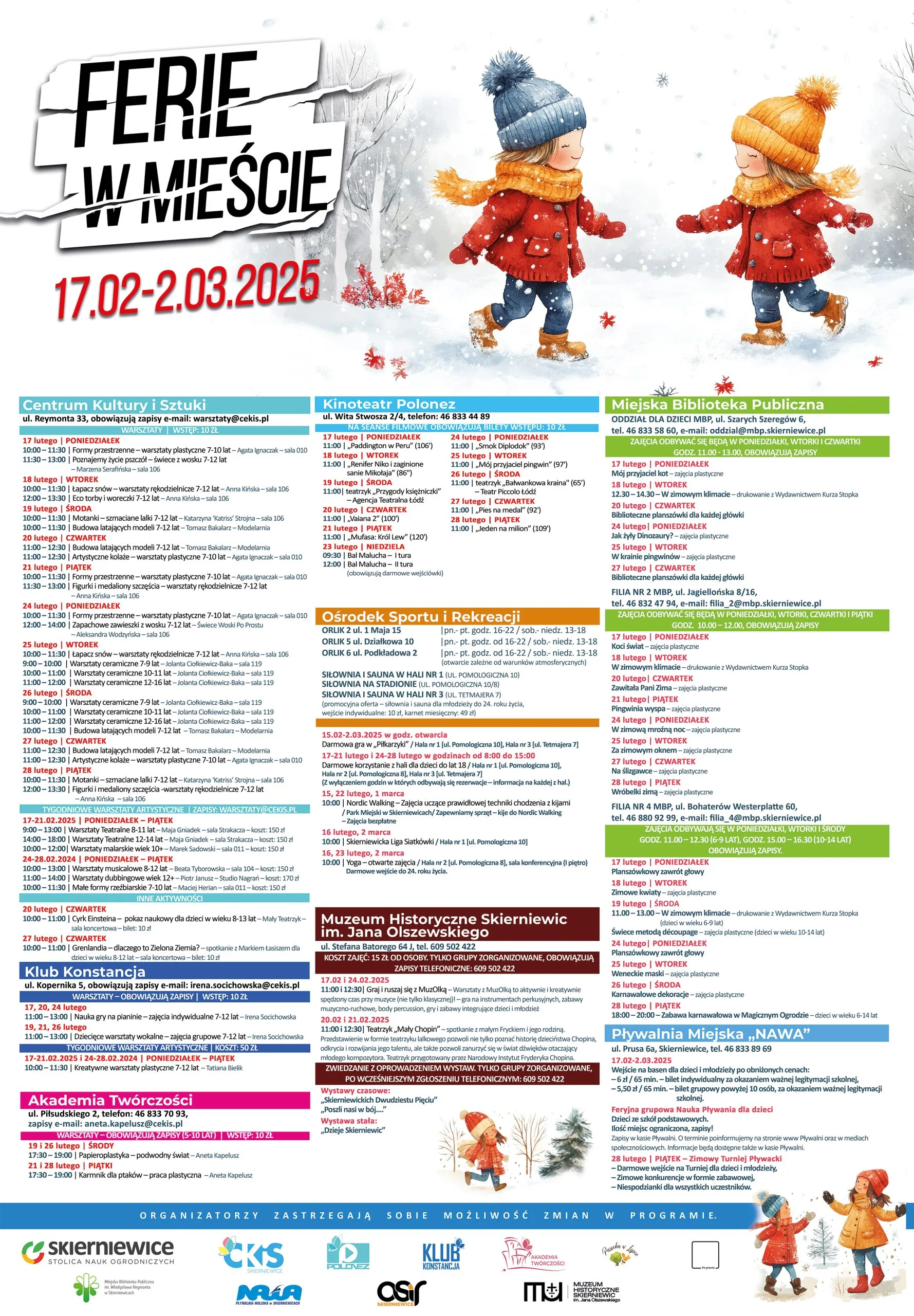Ferie w Skierniewicach 2025: Bogaty Program dla Dzieci i Młodzieży 2 ferie 2024 plakat b1 scaled min