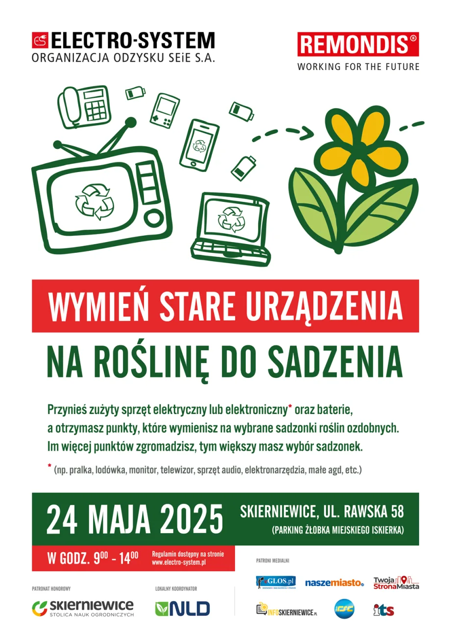 Wymień elektrośmieci na rośliny – ekologiczna akcja w Skierniewicach już 24 maja 2 electrosystem remondis plakat 2025 mini