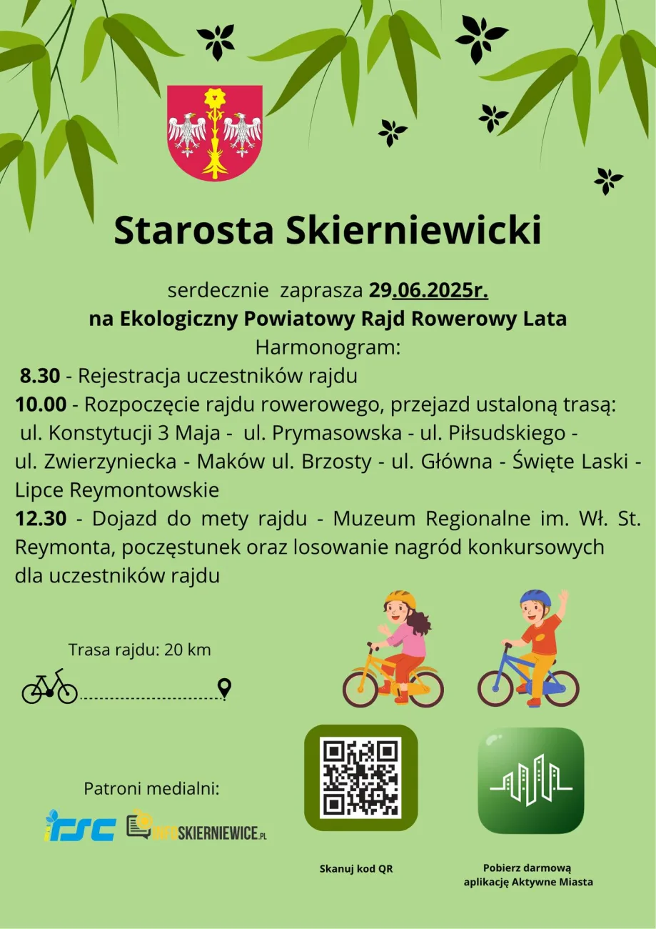 Ekologiczny Powiatowy Rajd Rowerowy 2025. Powiat Skierniewicki zaprasza na trasę do Lipiec Reymontowskich 2 1306097184662063