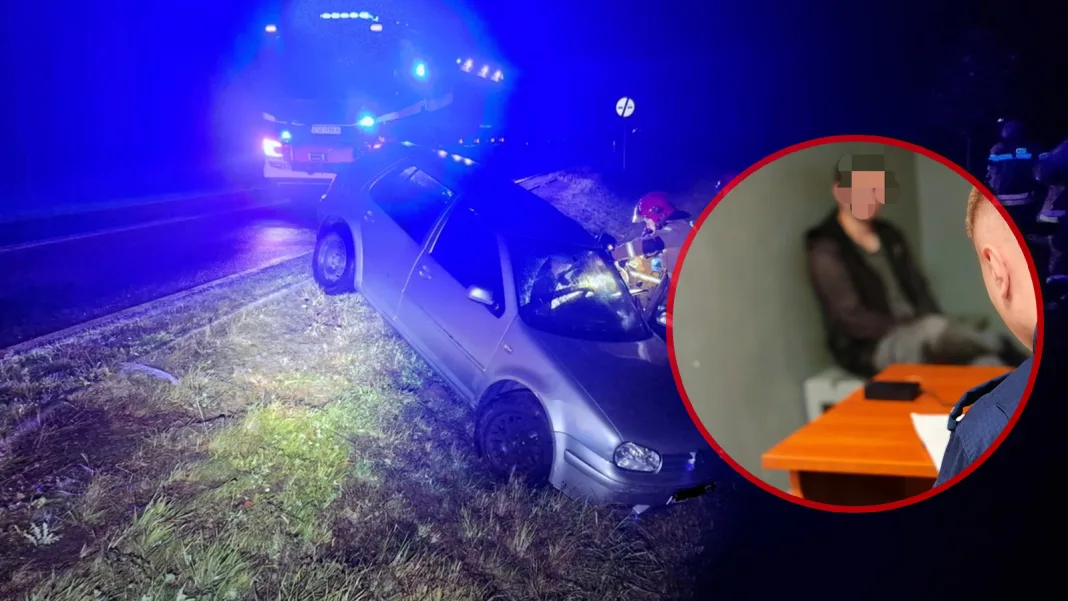 Pijany kierowca Volkswagen w rowie Ziemiary ponad 2 promile