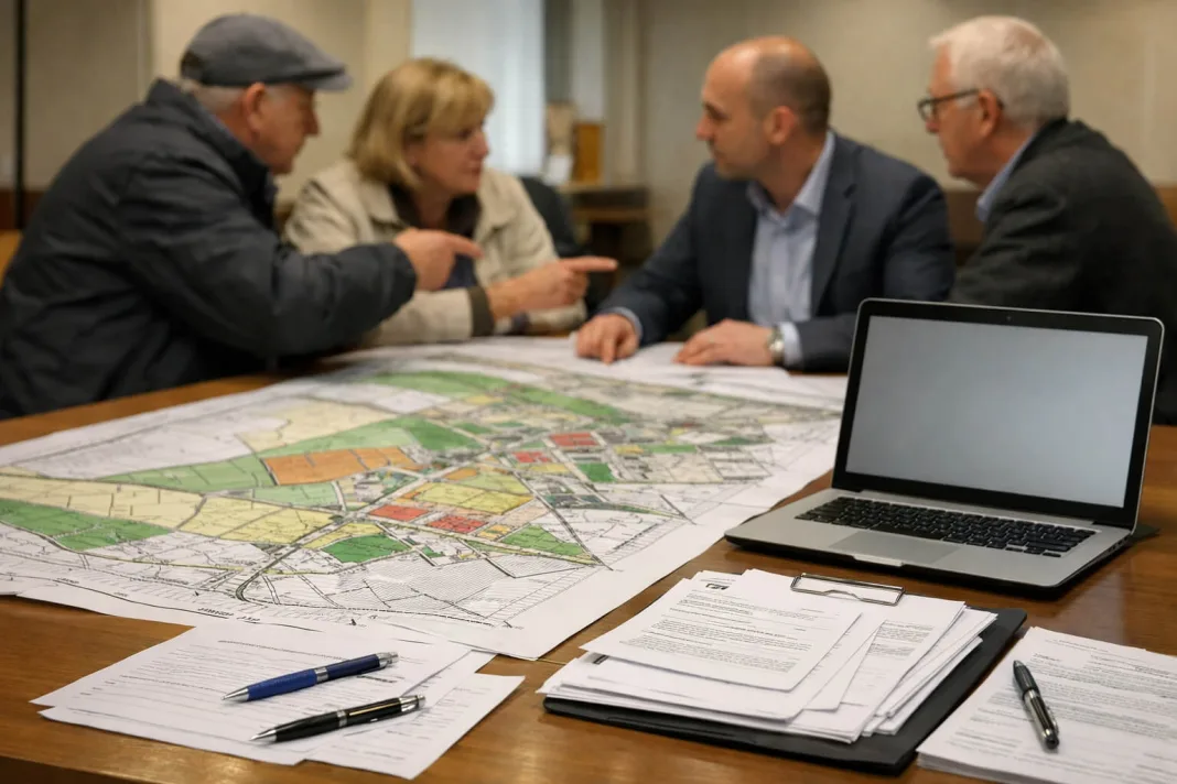 Mapa planu zagospodarowania przestrzennego Skierniewic dla rejonu ulic Działkowej i Nowobielańskiej.