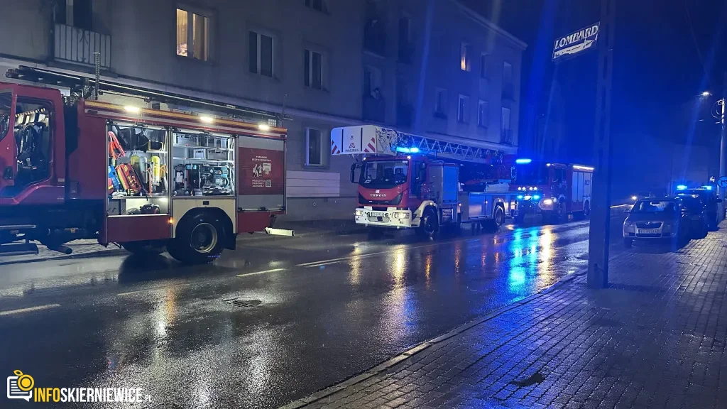 Pożar mieszkania w bloku przy ulicy Jagiellońskiej w Skierniewicach.