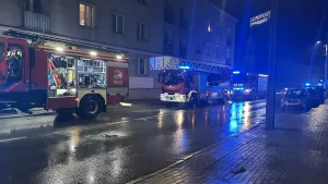 Pożar mieszkania w bloku przy ulicy Jagiellońskiej w Skierniewicach.