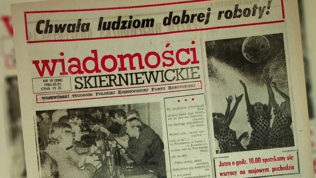 Archiwalna okładka Wiadomości Skierniewickich z 1 maja 1986 roku ze Skierniewic
