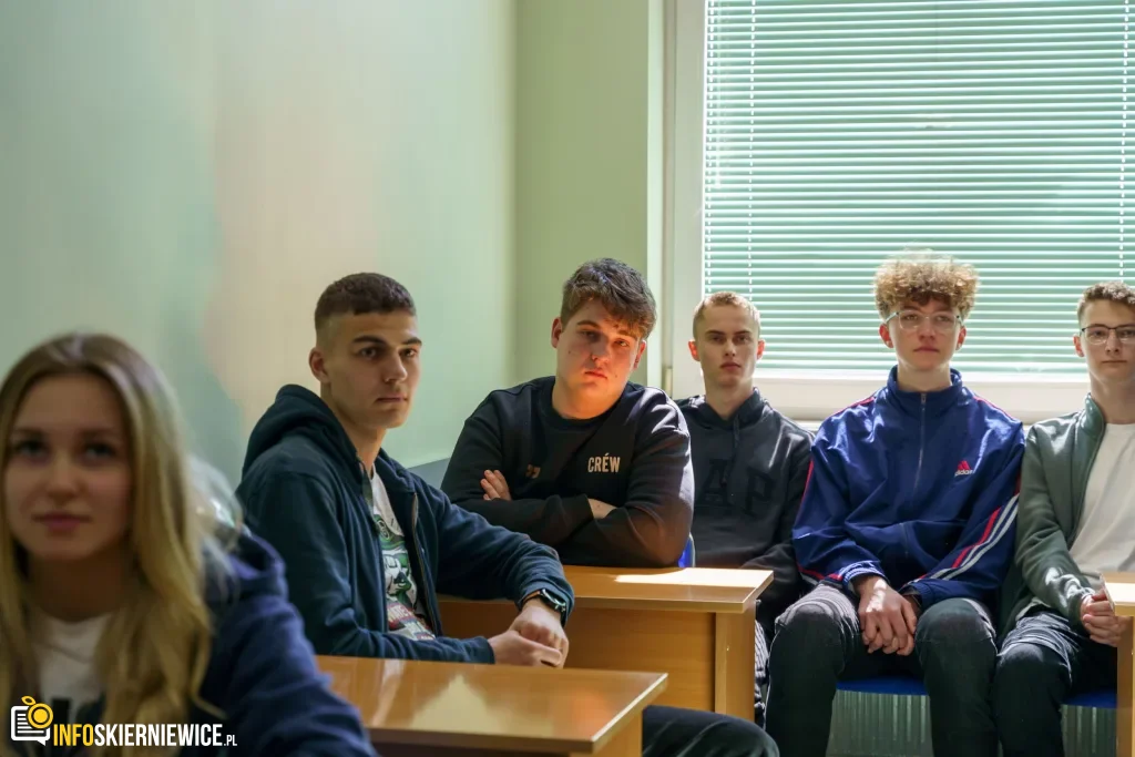 Grupa młodych ludzi w klasie.