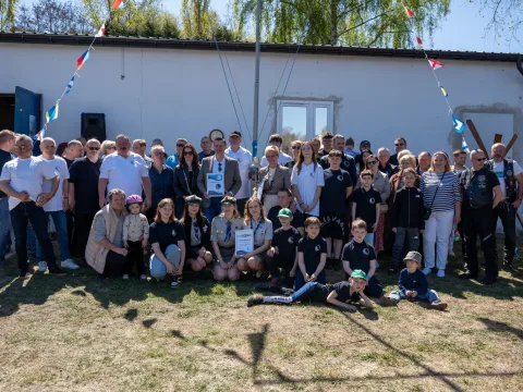 Zbiórka harcerzy i członków Klubu Żeglarskiego Omega w Skierniewicach