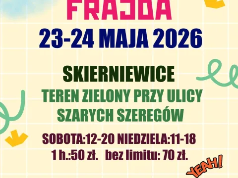Giga Frajda zawita do Skierniewic. Dmuchany park rozrywki i darmowe piana party już w ten weekend!