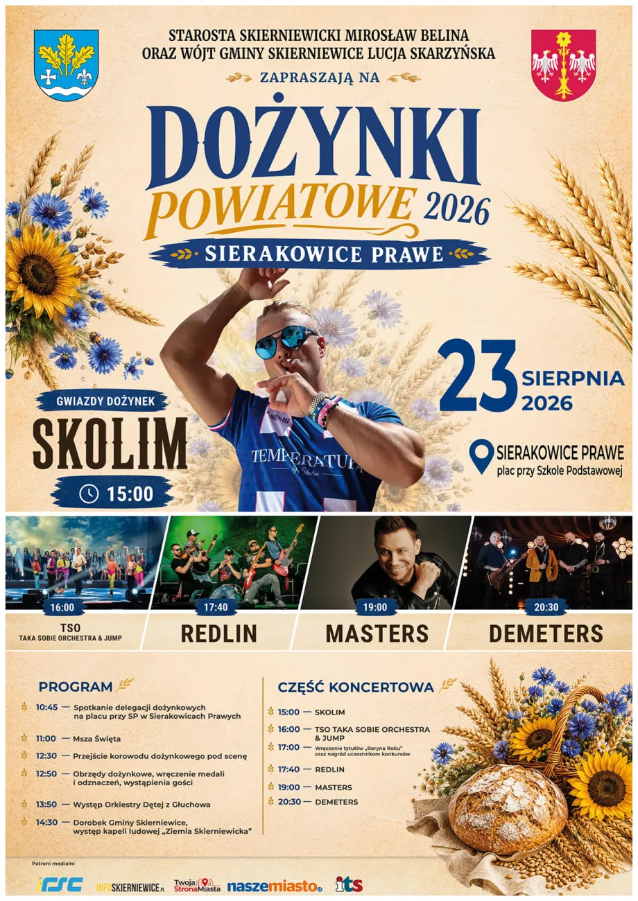 Plakat Dożynek Powiatowych 2026 w Sierakowicach Prawych